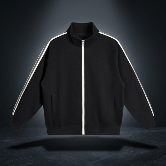 Unisex Contrast Side-Stripe Stand Collar Jacket