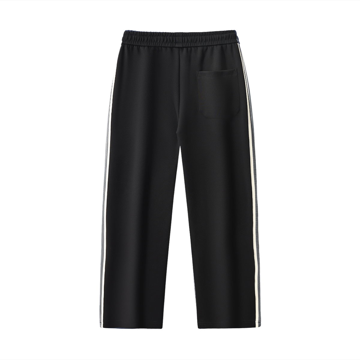Unisex Contrast Side-Stripe Straight-Leg Pants in black, alternate angle