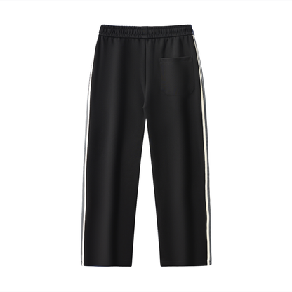 Unisex Contrast Side-Stripe Straight-Leg Pants in black, alternate angle