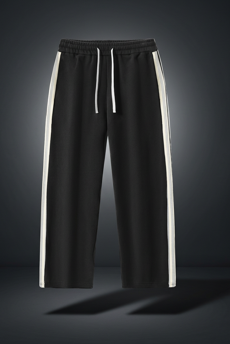 Unisex Contrast Side-Stripe Straight-Leg Pants