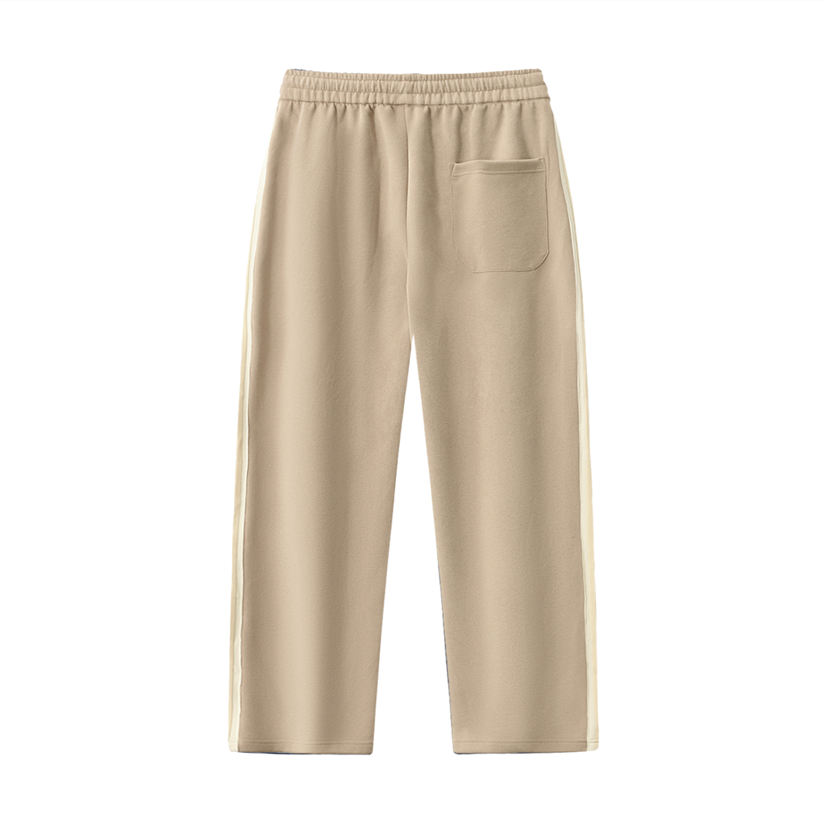 Unisex Contrast Side-Stripe Straight-Leg Pants in khaki, alternate angle