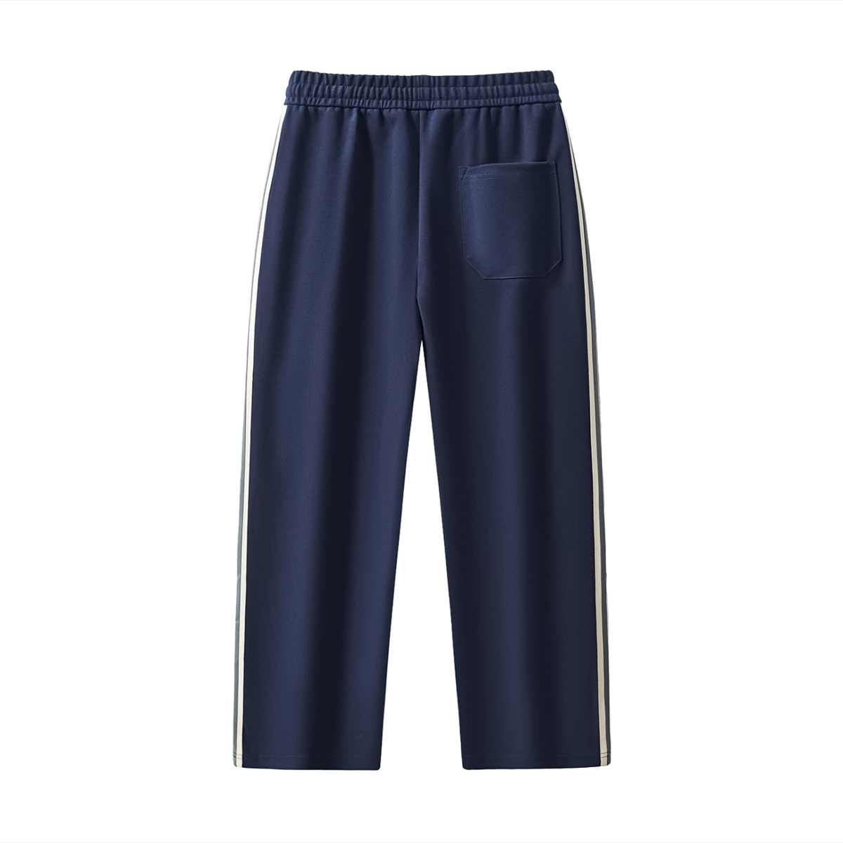 Unisex Contrast Side-Stripe Straight-Leg Pants in royal blue, alternate angle