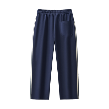 Unisex Contrast Side-Stripe Straight-Leg Pants in royal blue, alternate angle