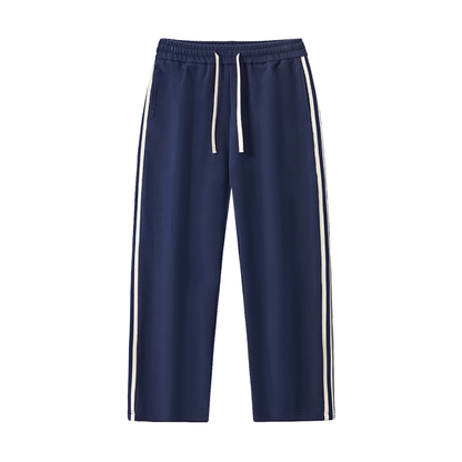 Unisex Contrast Side-Stripe Straight-Leg Pants in royal blue