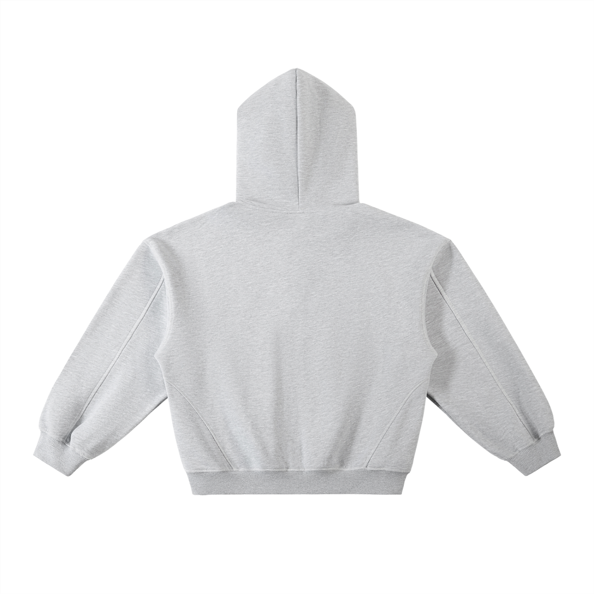 Unisex Contrast-Stitched Boxy Fleece Hoodie in flower gray, alternate angle