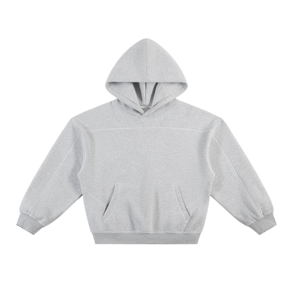 Unisex Contrast-Stitched Boxy Fleece Hoodie in flower gray