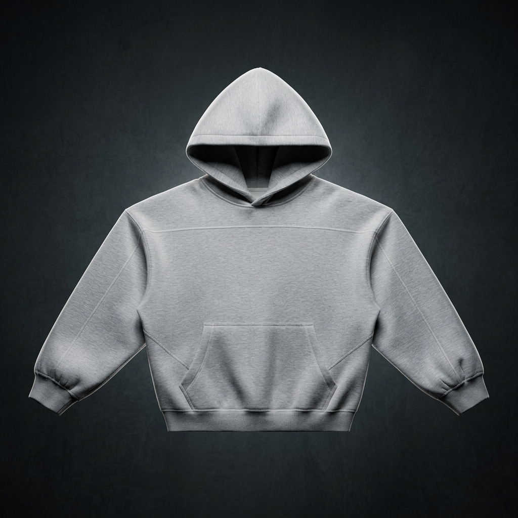 Unisex Contrast-Stitched Boxy Fleece Hoodie – Oversized Thick Cotton Blend