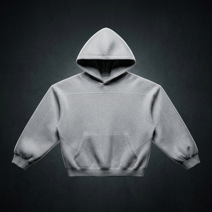 Unisex Contrast-Stitched Boxy Fleece Hoodie – Oversized Thick Cotton Blend