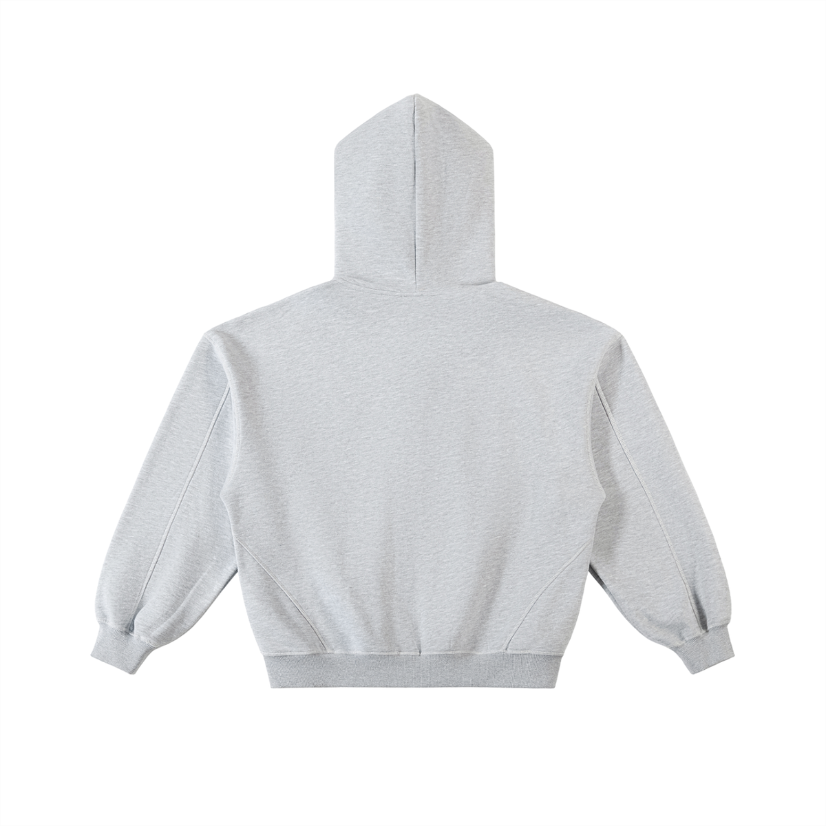 Unisex Contrast-Stitched Boxy Fleece Zip Hoodie in flower gray, alternate angle