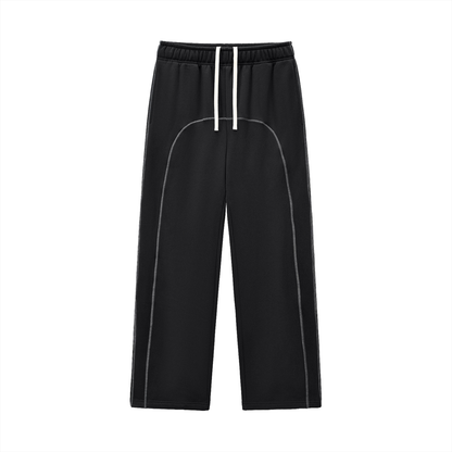 Unisex Contrast-Stitched Fleece Sweatpants in black