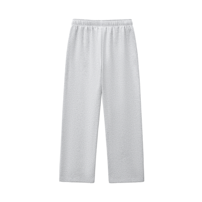 Unisex Contrast-Stitched Fleece Sweatpants in flower gray, alternate angle