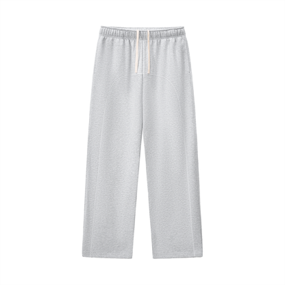 Unisex Contrast-Stitched Fleece Sweatpants in flower gray
