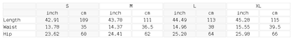 Size chart for the Unisex Contrast-Stitched Fleece Sweatpants