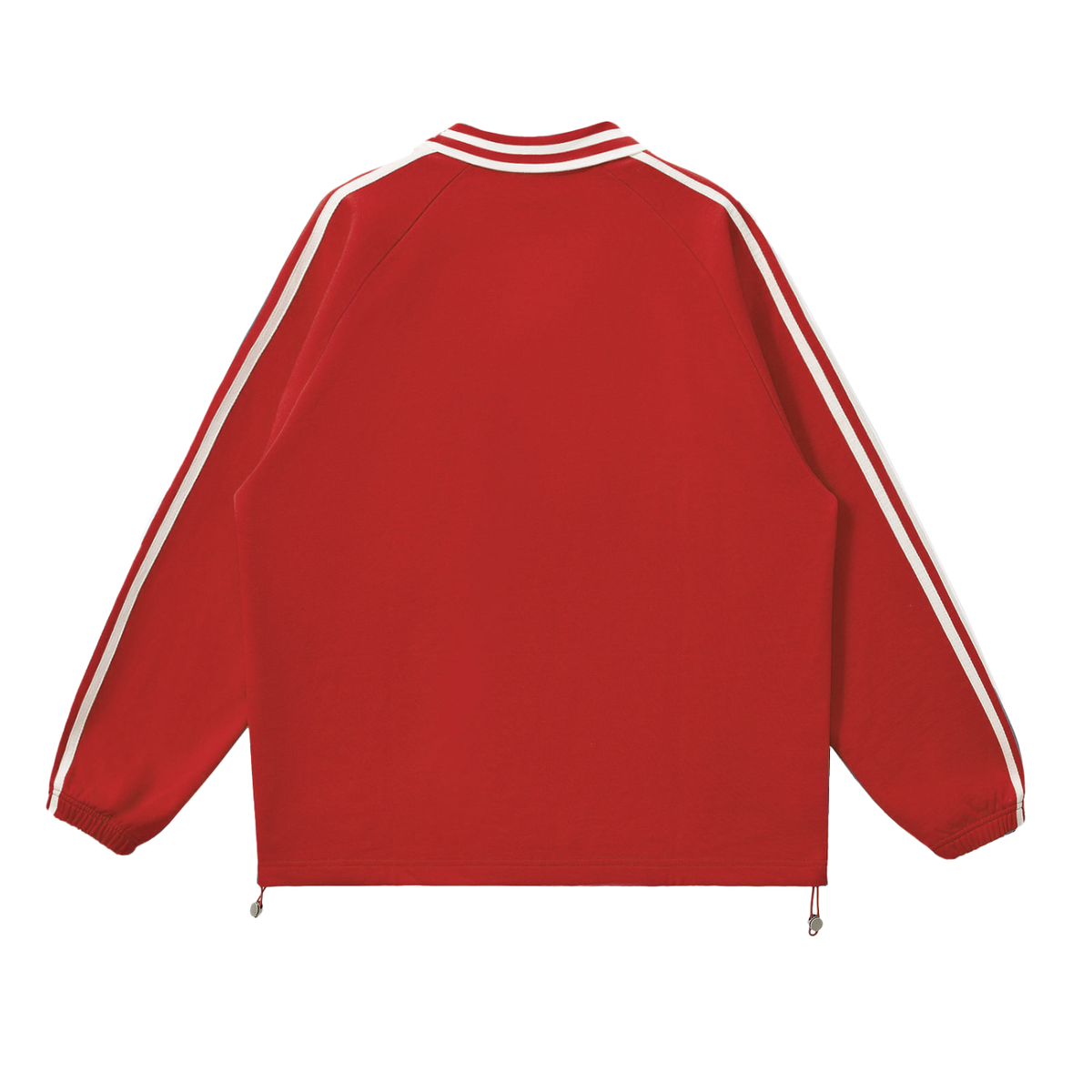 Unisex Contrast Striped Lapel Collar Sweatshirt in red, alternate angle
