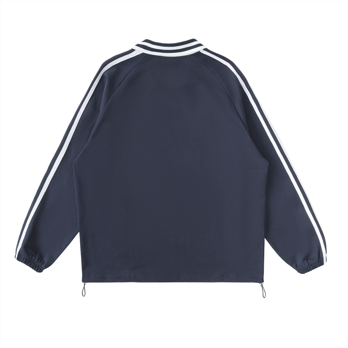 Unisex Contrast Striped Lapel Collar Sweatshirt in royal blue, alternate angle