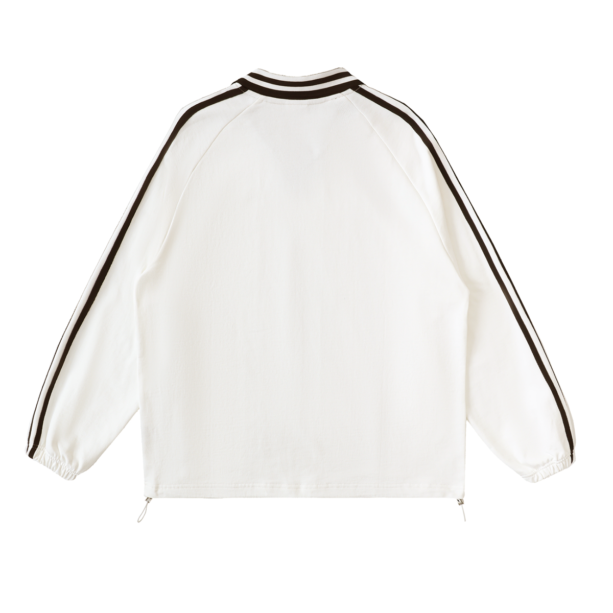 Unisex Contrast Striped Lapel Collar Sweatshirt in white, alternate angle