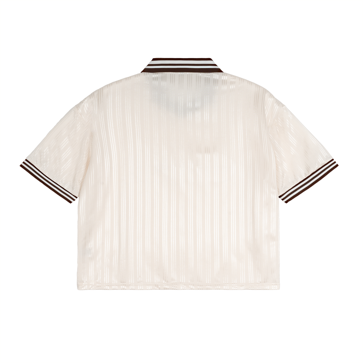 Unisex Contrast Stripes Polo Collar T-Shirt in apricot, alternate angle
