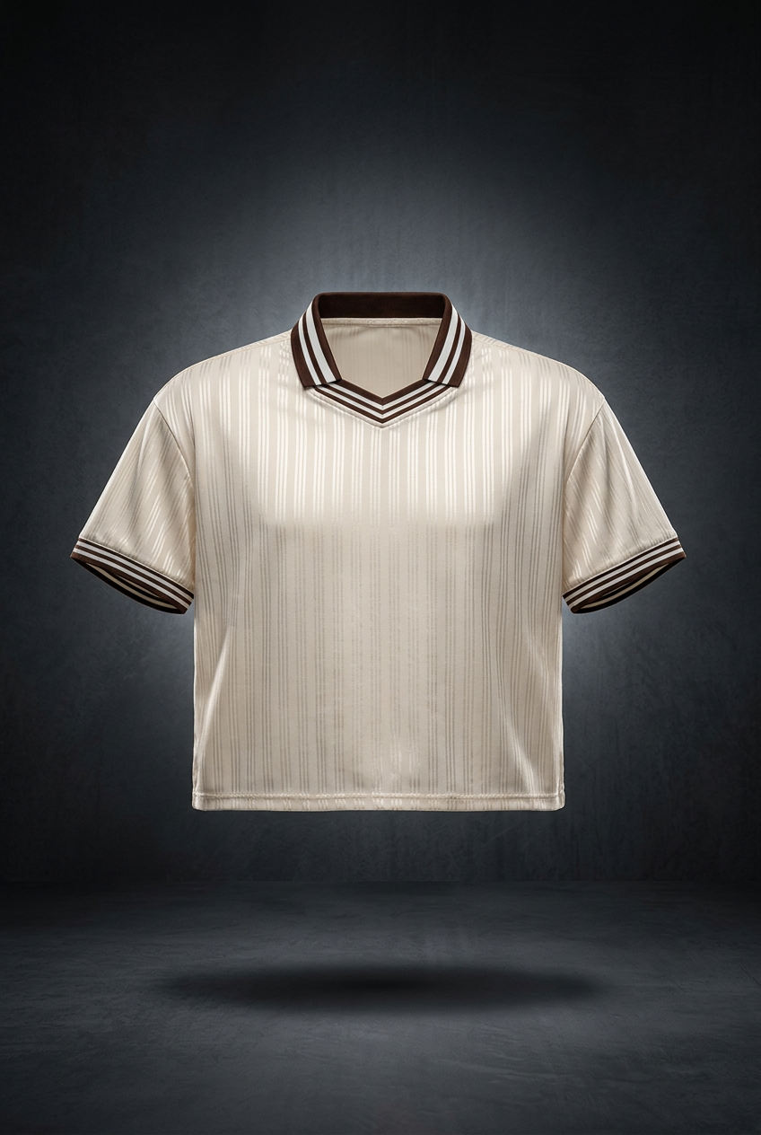 Unisex Contrast Stripes Polo Collar T-Shirt – Oversized Lightweight Polyester