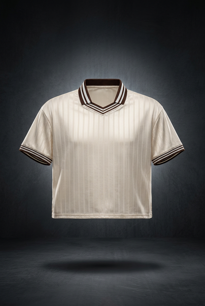 Unisex Contrast Stripes Polo Collar T-Shirt – Oversized Lightweight Polyester