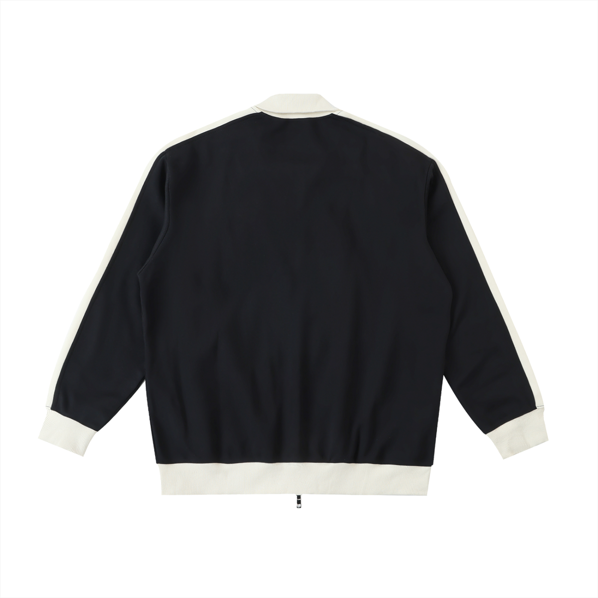 Unisex Contrast Trim Stand Collar Jacket in black with mild apricot, alternate angle