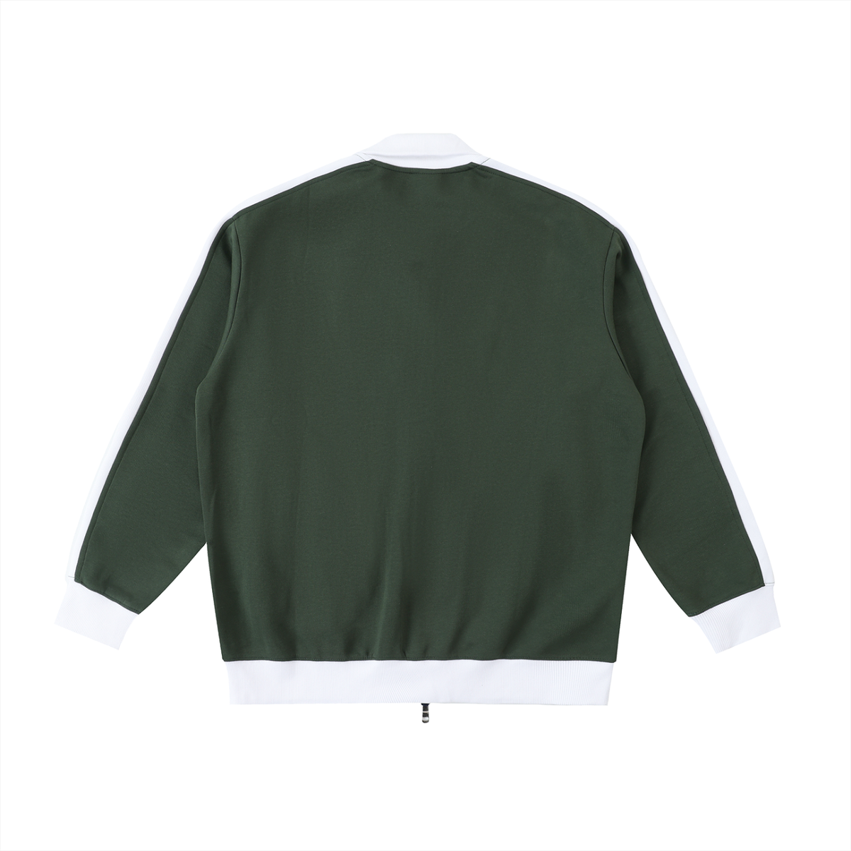Unisex Contrast Trim Stand Collar Jacket in blackish green with white, alternate angle