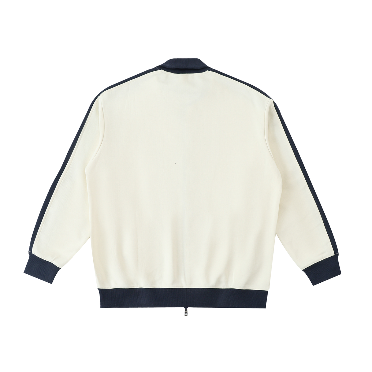 Unisex Contrast Trim Stand Collar Jacket in mild apricot with navy blue, alternate angle