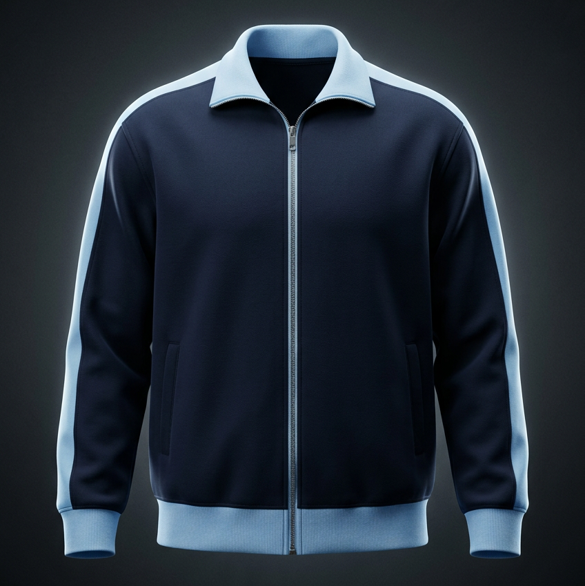 Unisex Contrast Trim Stand Collar Jacket
