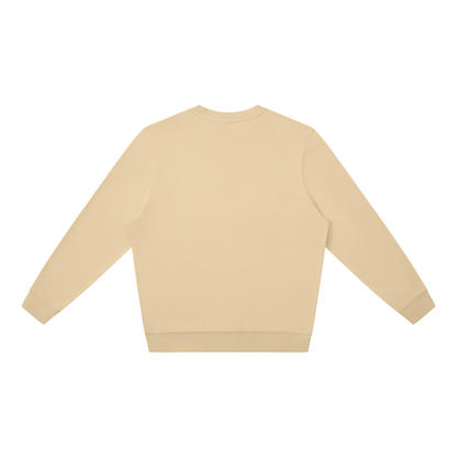 Unisex Cotton Blend Oversized Crewneck Sweatshirt in khaki, alternate angle