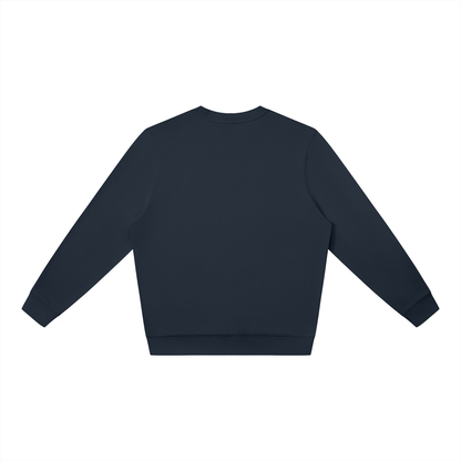 Unisex Cotton Blend Oversized Crewneck Sweatshirt in navy blue, alternate angle