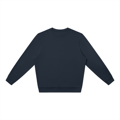 Unisex Cotton Blend Oversized Crewneck Sweatshirt in navy blue
