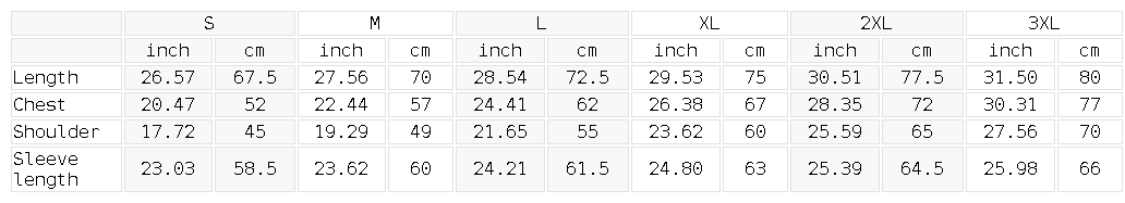Size chart for the Unisex Cotton Blend Oversized Crewneck Sweatshirt