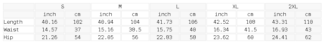 Size chart for the Unisex Cotton Blend Straight Leg Sweatpants