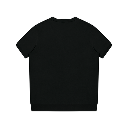 Unisex Crewneck Knit T-Shirt in black, alternate angle