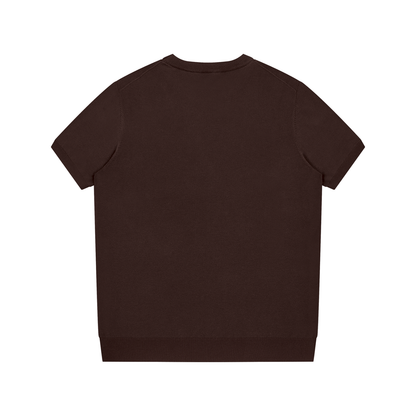 Unisex Crewneck Knit T-Shirt in brown, alternate angle