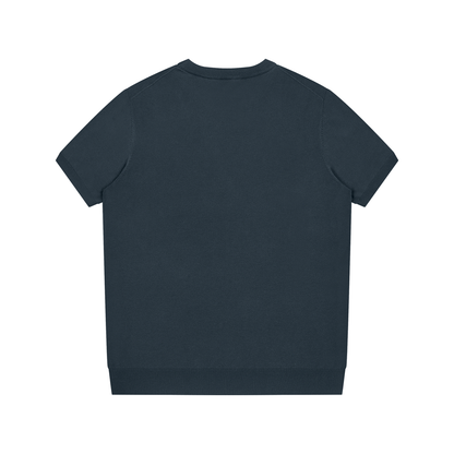 Unisex Crewneck Knit T-Shirt in gray blue, alternate angle