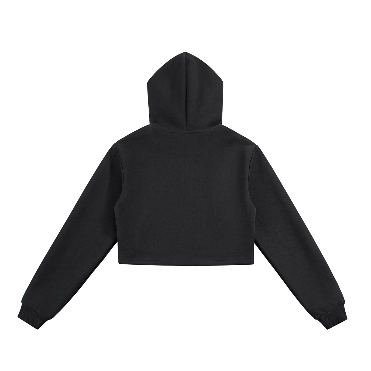 Unisex Cropped Loose-Fit Zip Hoodie in black, alternate angle