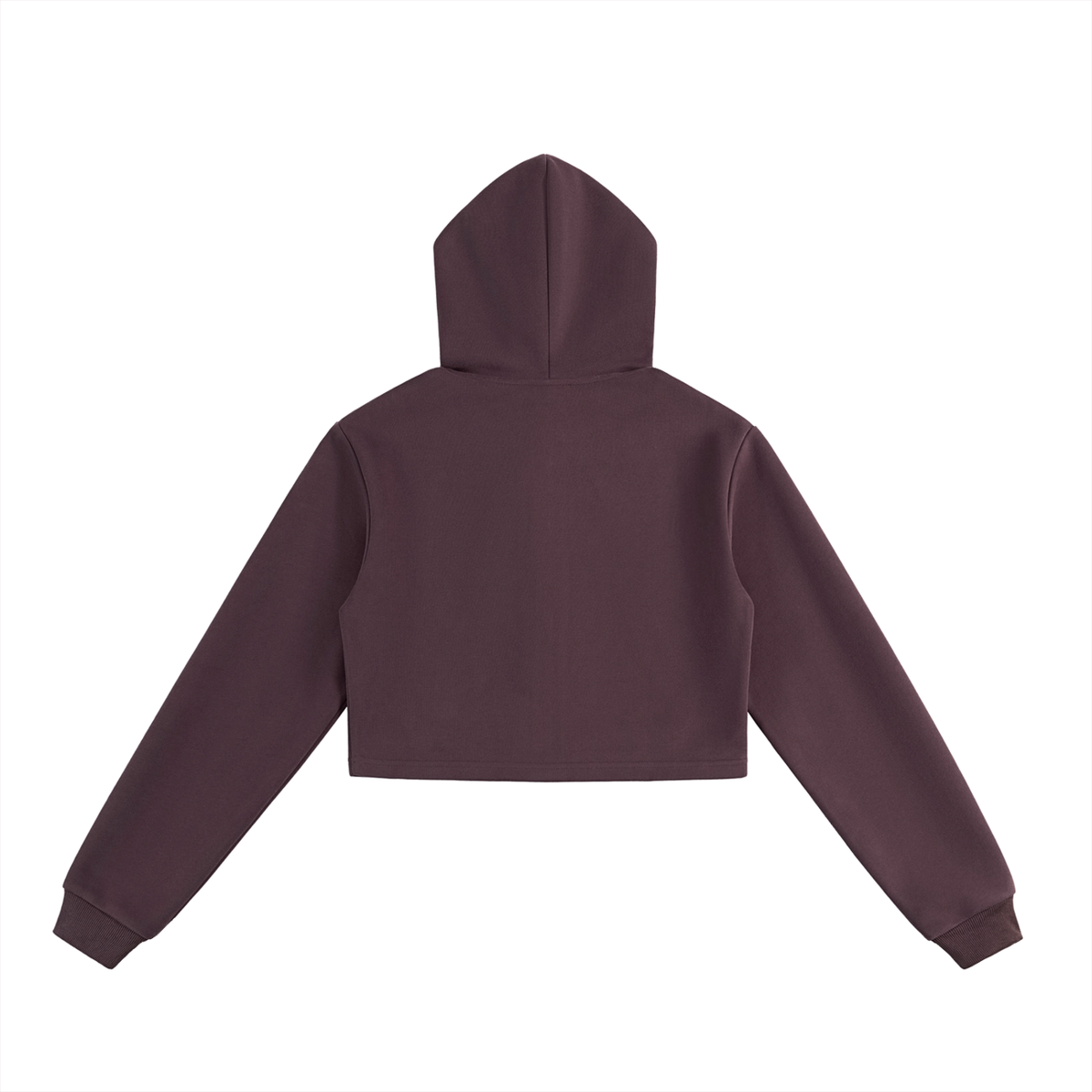 Unisex Cropped Loose-Fit Zip Hoodie in dark reddish purple, alternate angle