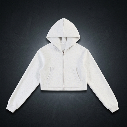 Unisex Cropped Loose-Fit Zip Hoodie