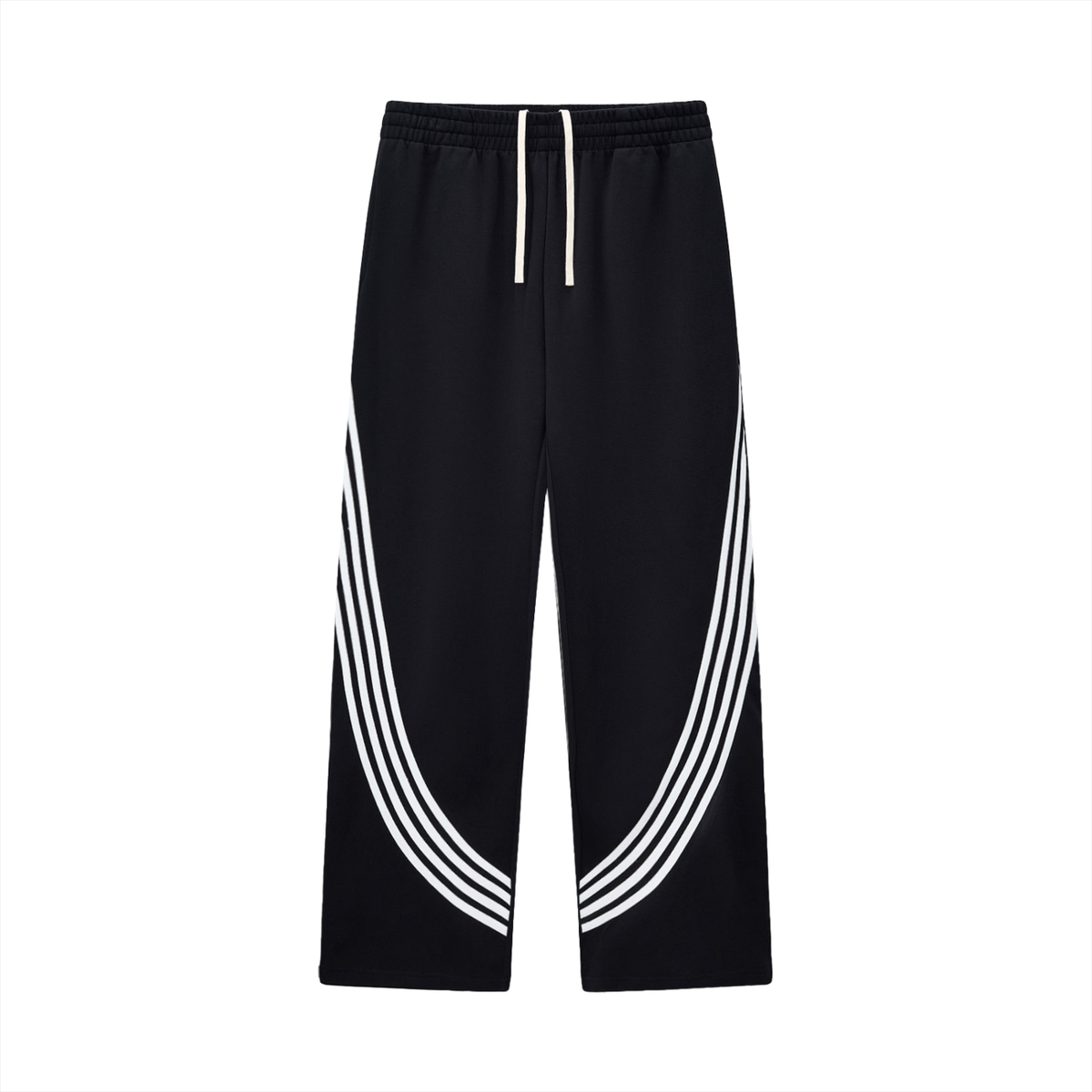 Unisex Curved Stripe Straight Sweatpants in black