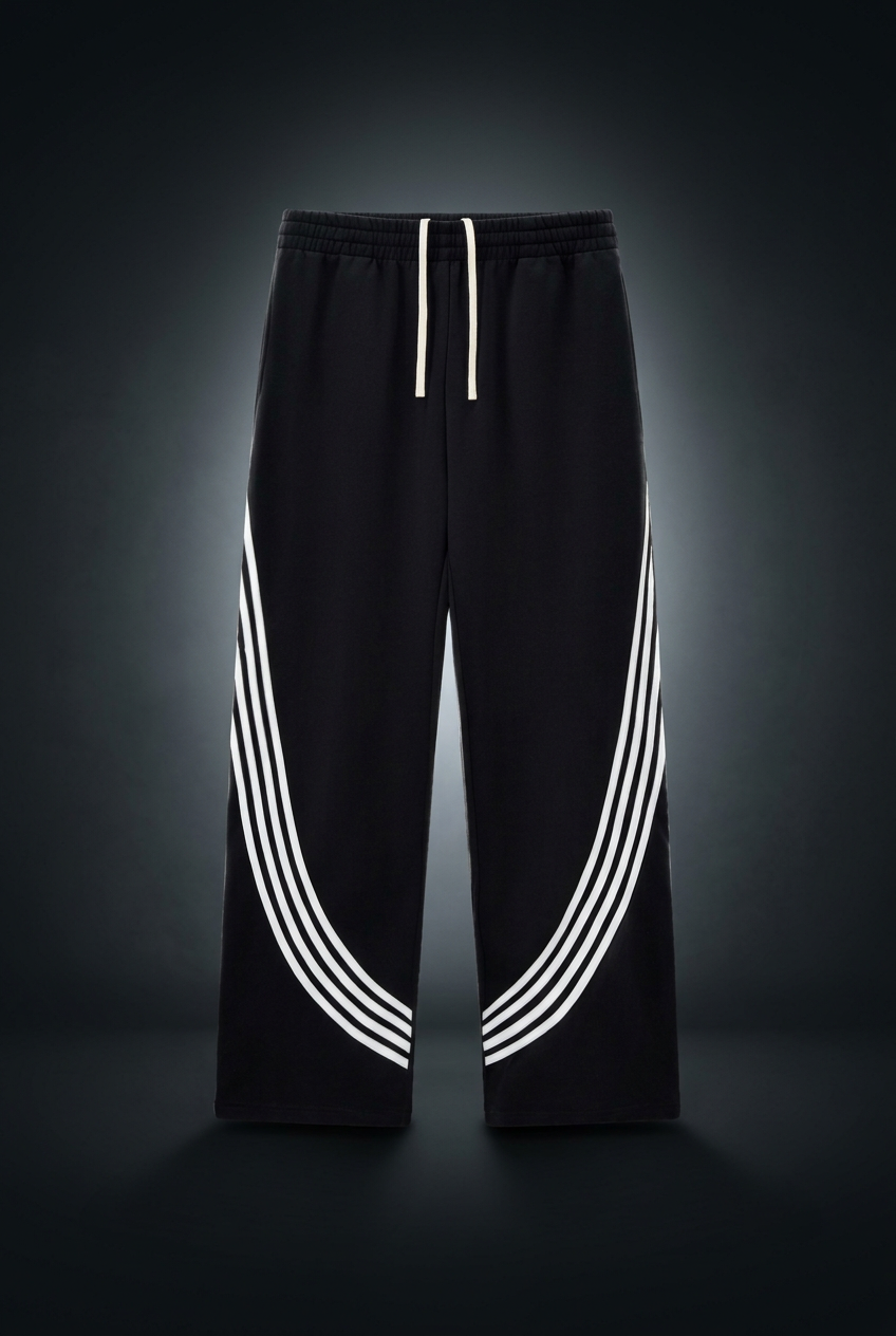 Unisex Curved Stripe Straight Sweatpants