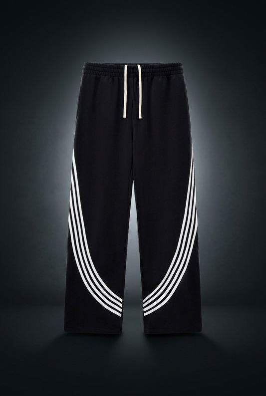 Unisex Curved Stripe Straight Sweatpants