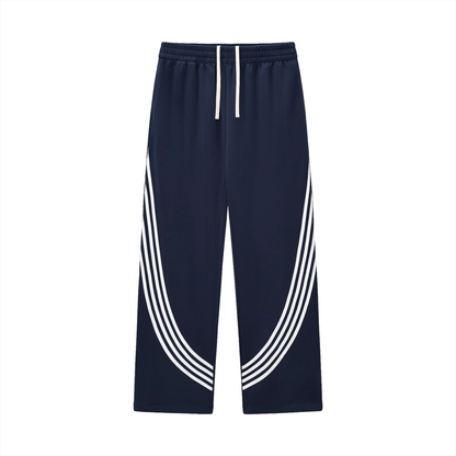 Unisex Curved Stripe Straight Sweatpants in royal blue