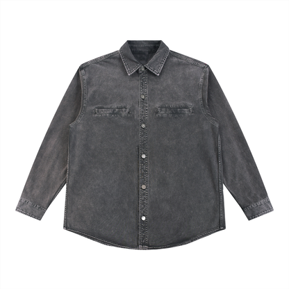 Unisex Denim Vintage Washed Jacket in dark gray