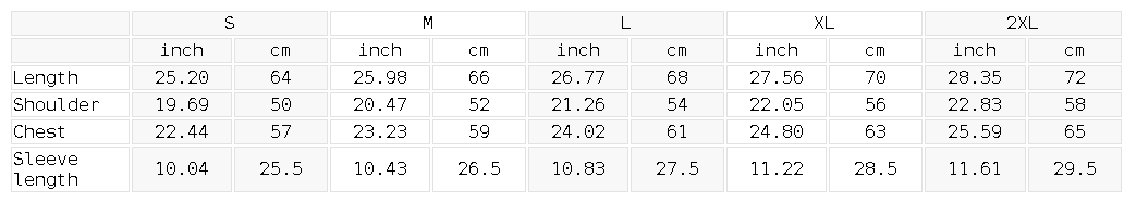 Size chart for the Unisex Distressed Plaid Boxy Shirt