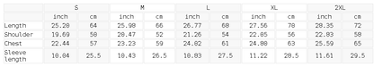 Size chart for the Unisex Distressed Plaid Boxy Shirt