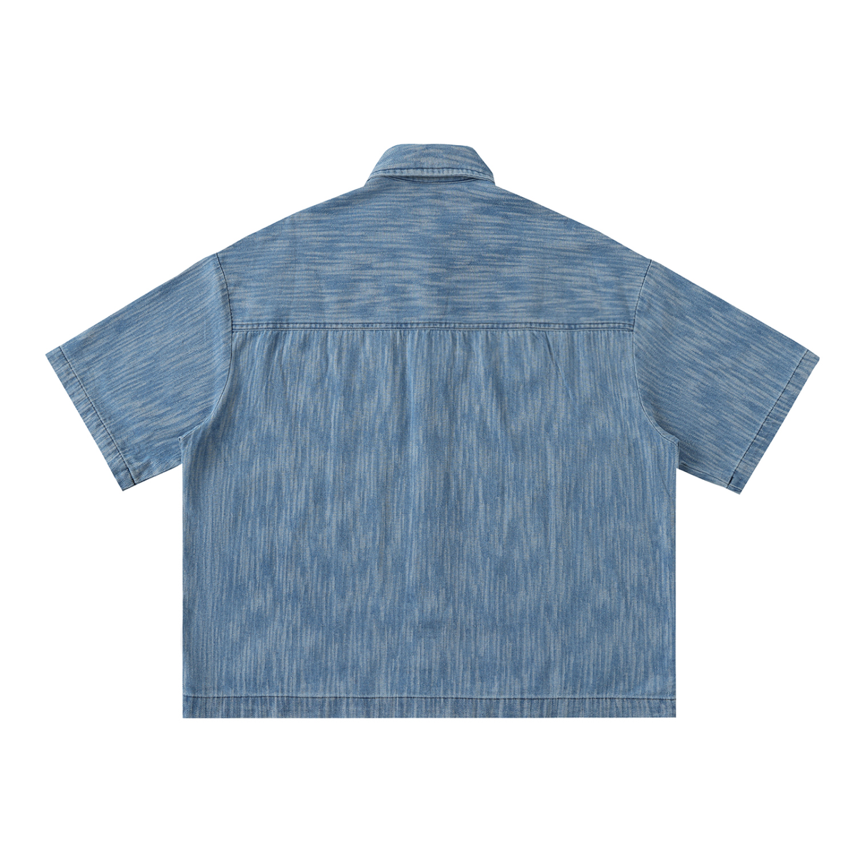 Unisex Distressed Wash Short-Sleeve Shirt in blue, alternate angle