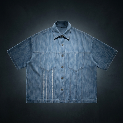 Unisex Distressed Wash Short-Sleeve Shirt