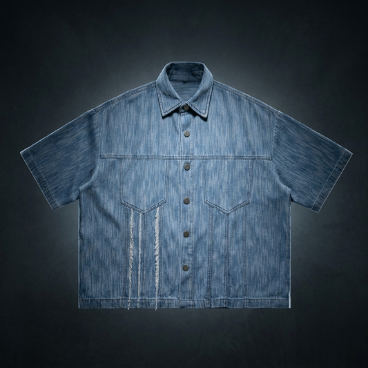 Unisex Distressed Wash Short-Sleeve Shirt