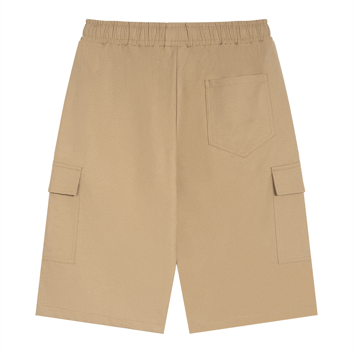 Unisex Drawstring Cargo Shorts in khaki, alternate angle