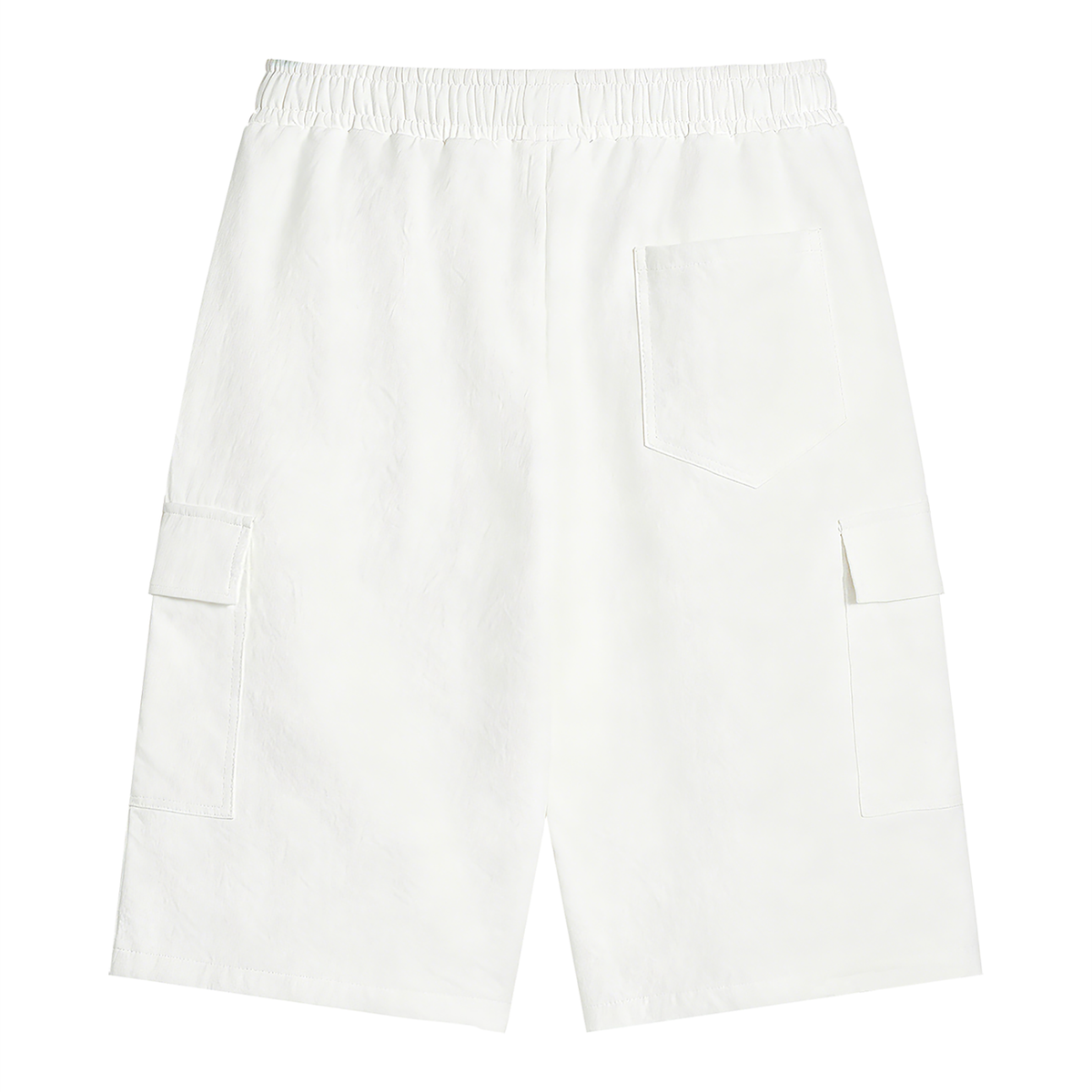 Unisex Drawstring Cargo Shorts in white, alternate angle